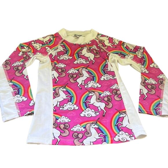 5 for $20 Oxstar 6-7Y Pink Long Sleeve Unicorn Dri-Fit Style Tee - Picture 1 of 9